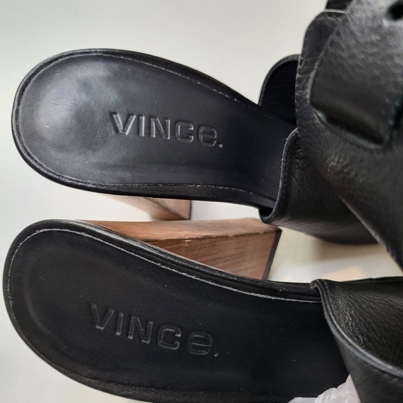 Vince Addie high heels black leather block chunky heel ankle strap shoes size 7 - Picture 11 of 14